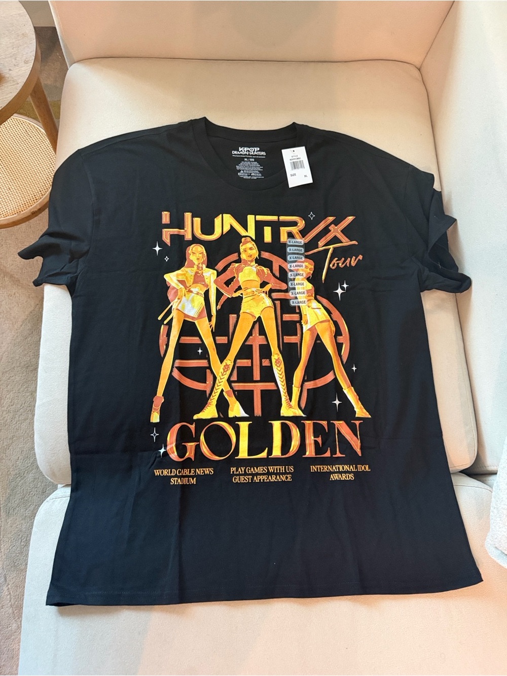 Golden Graphic Tee - Black and Gold Women’s Top Size XL